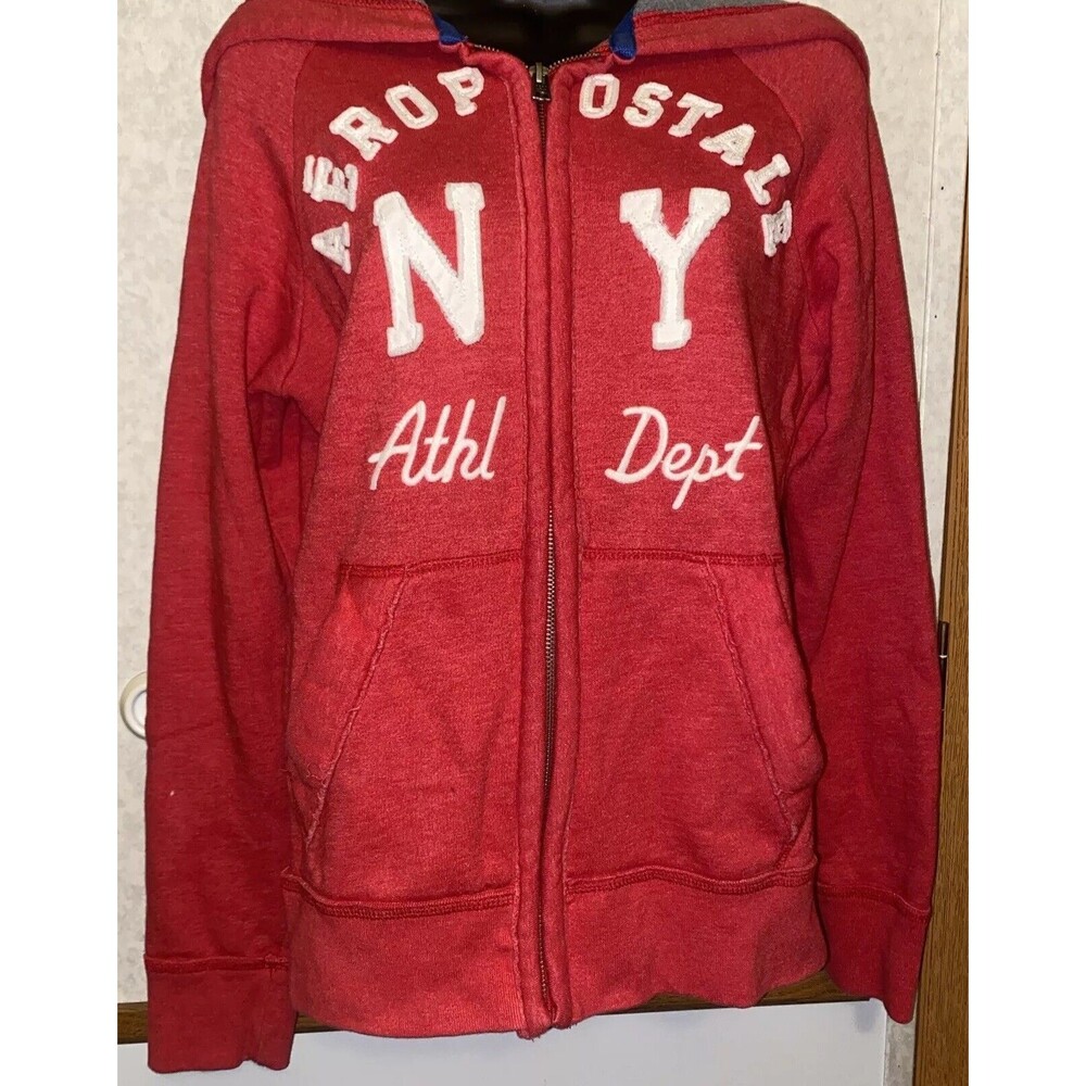 Aeropostale Men's Long Sleeve Full Zip Hoodie Pullover Casual Red Size XS